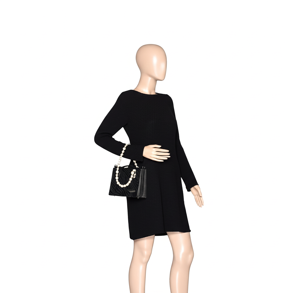 Chic Quilted Handbag with Pearl Handle