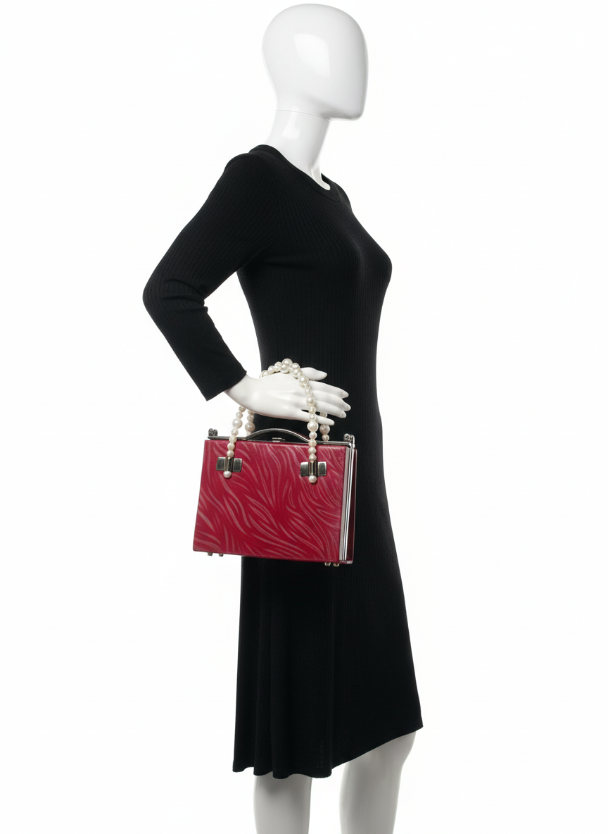 Chic Quilted Handbag with Pearl Handle