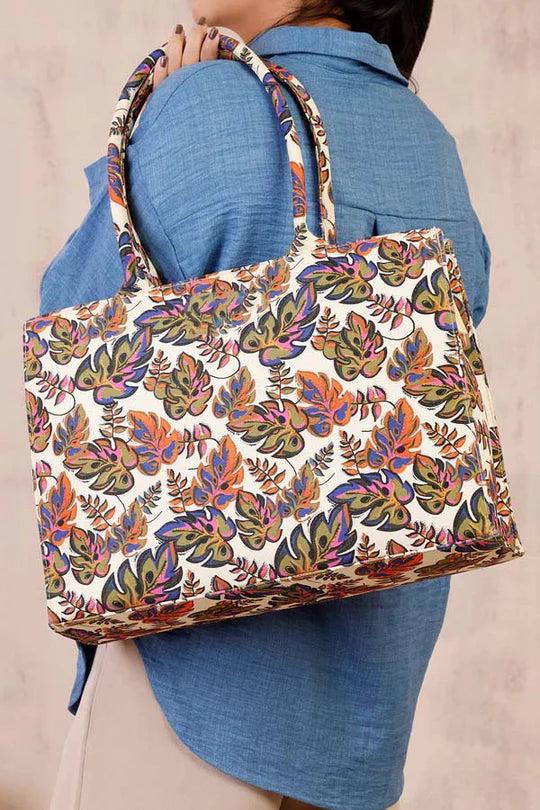 Pakistan-Made Floral Tote Bag