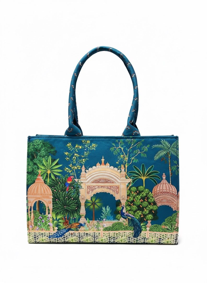Pakistan-Made Floral Tote Bag