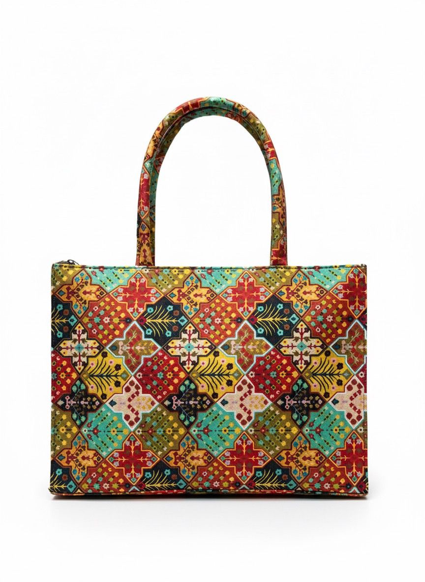 Pakistan-Made Floral Tote Bag