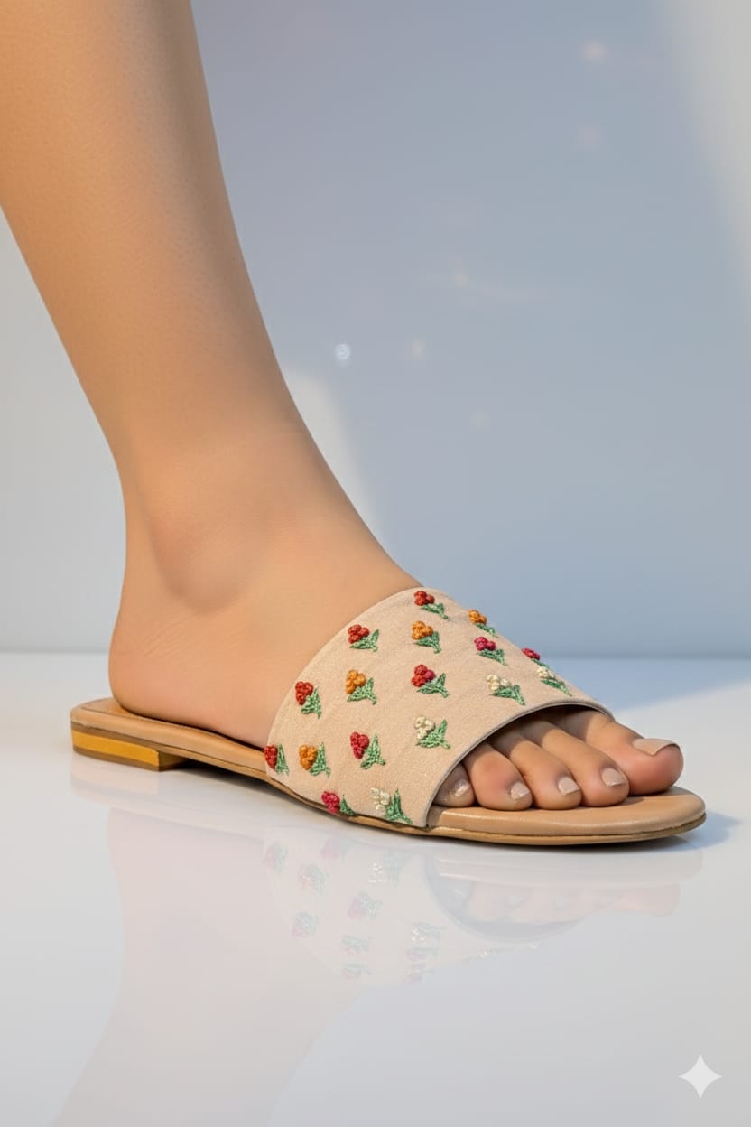 Elegant Pointed-Toe Slingback Flats – High-Shine Finish with Bold Geometric Hardware (9)