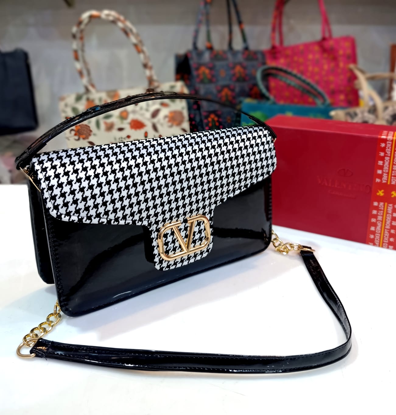 Black with white print