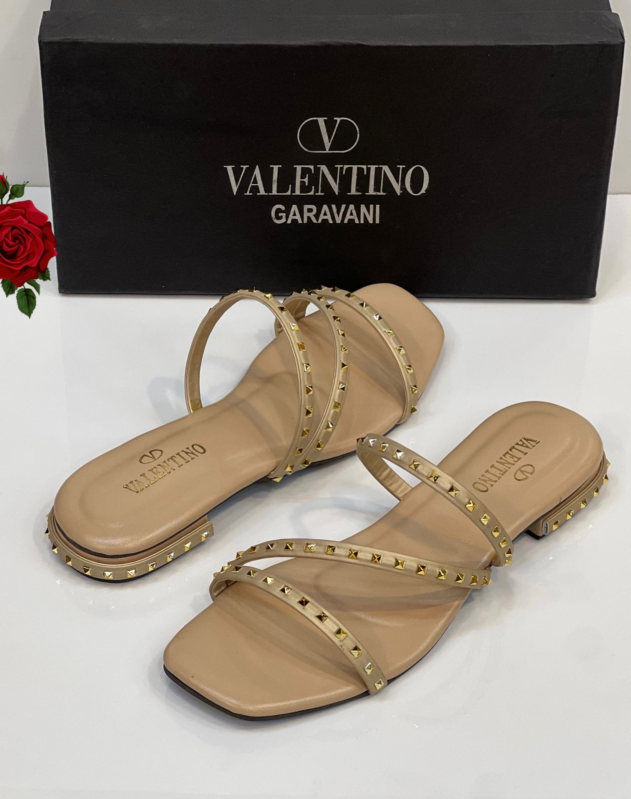 Fashionable Studded Strappy Slide Sandals
