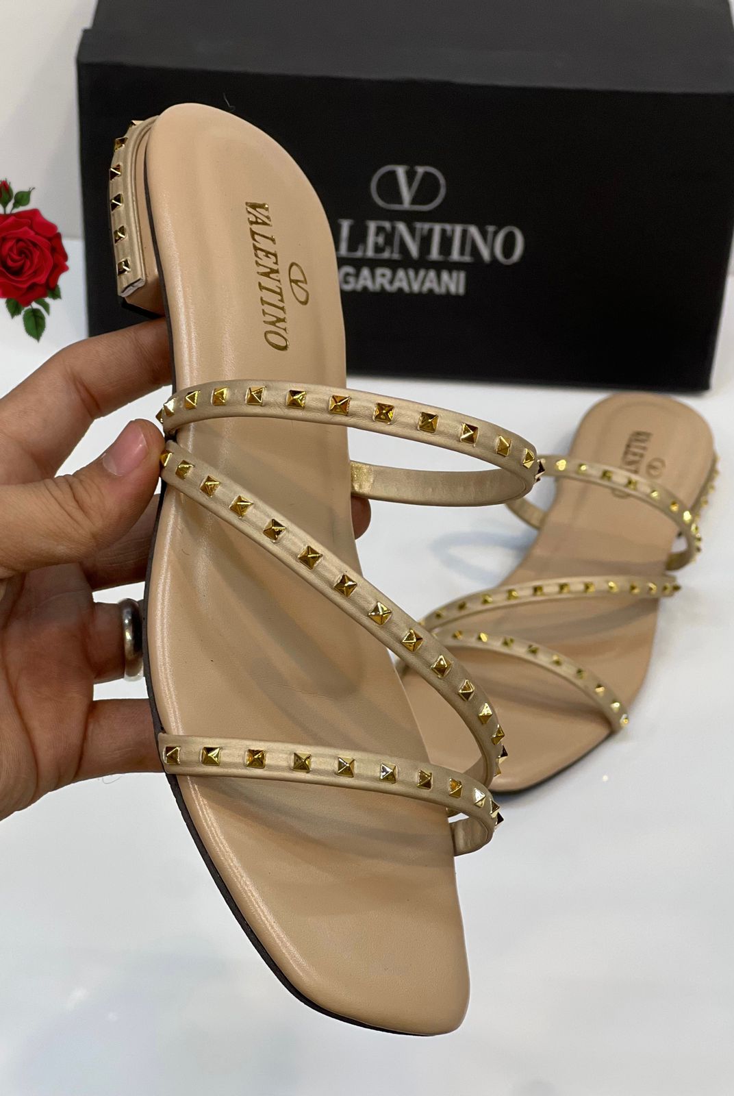 Luxury Studded Strappy Slide Sandals